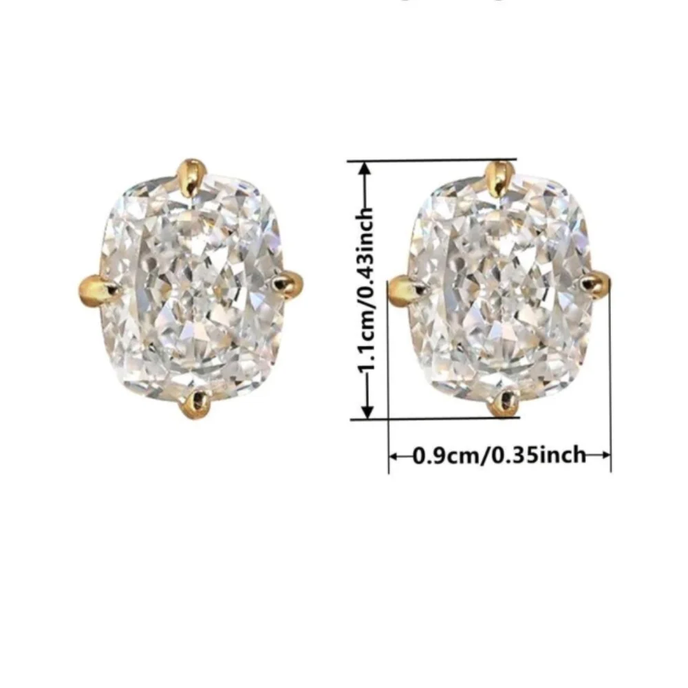 8 ctw Cushion Cut Simulated Diamond Studs Set in Yellow Gold Prongs - Picture 4 of 4